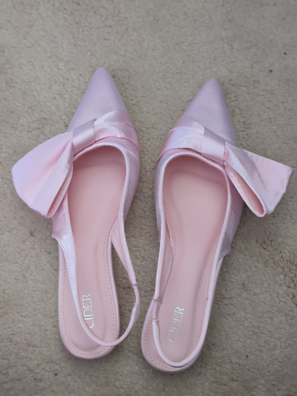 Pink Pointed Bow Slingback Flats